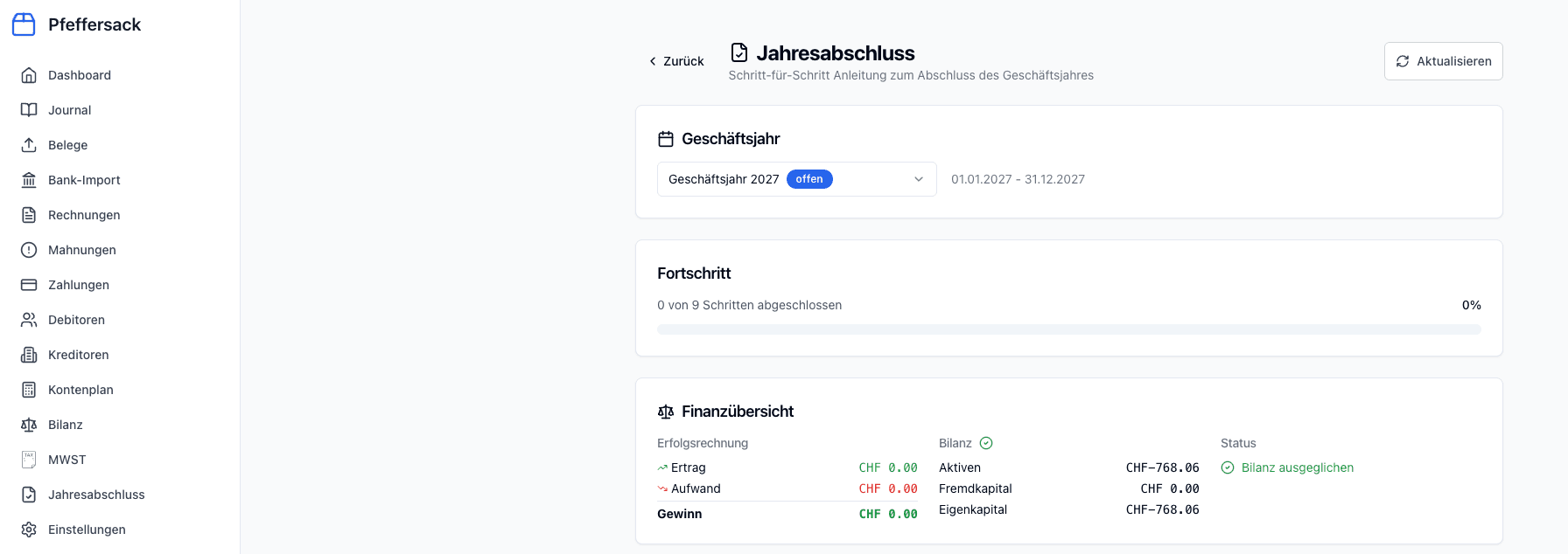 Geführter Jahresabschluss mit Schritt-für-Schritt Wizard