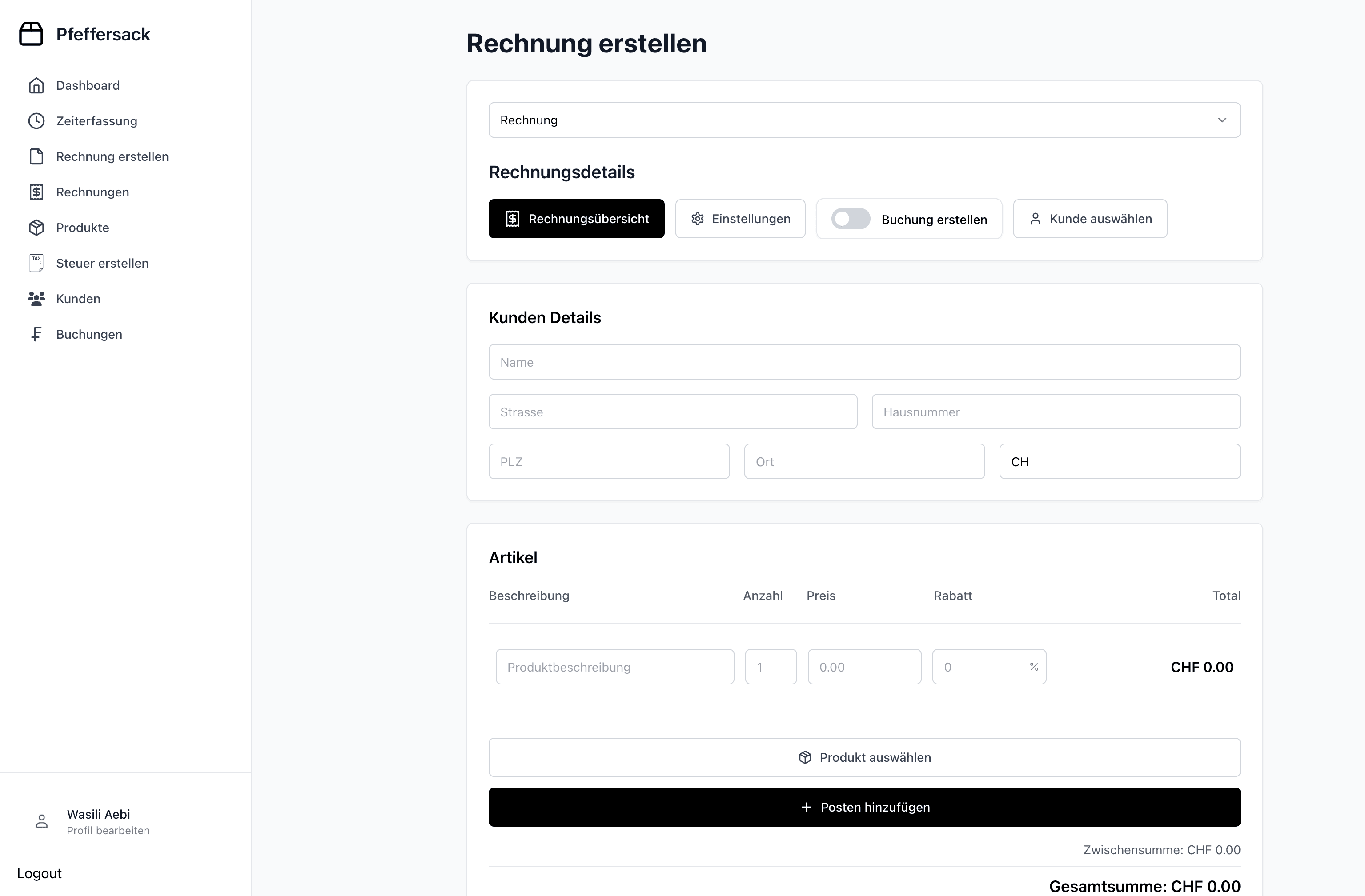 Rechnung erstellen