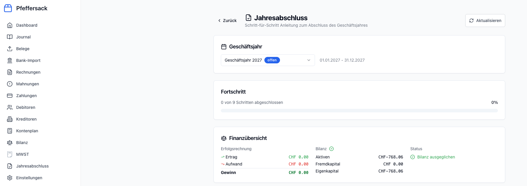 Geführter Jahresabschluss mit Schritt-für-Schritt Wizard